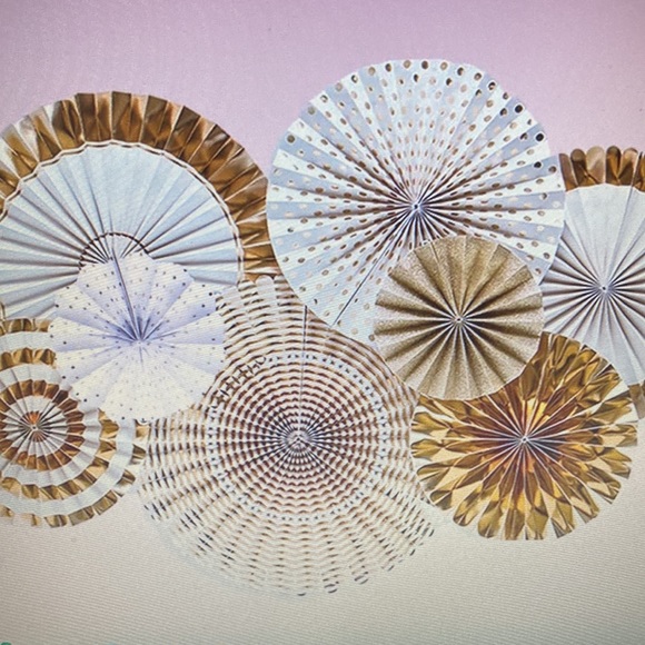 Other - FOIL AND PAPER ASSORTED FAN DECORATIONS LOT OF 7 NWOT